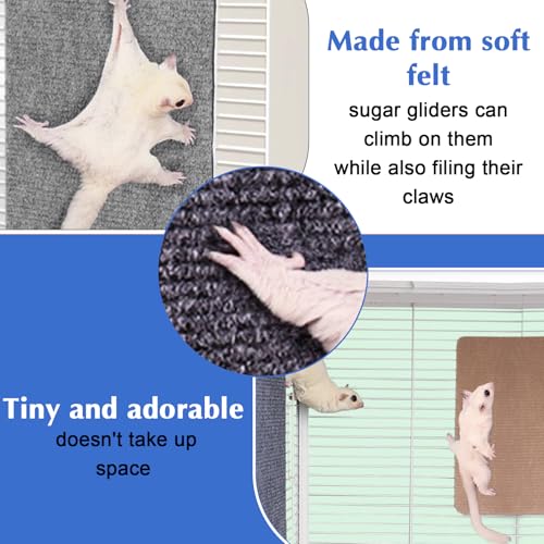 3 Pcs Sugar Glider Toys Climbing Mats Sugar Glider Cage Accessories for Sharpening Claws Small Pets Scratching Pads for Cage Wall Furniture Saving Space 9 × 7.5 Inch