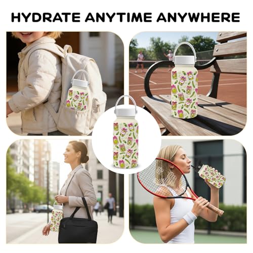 Gifts for Pickle Lover, 25oz Pickle Water Bottle with Straw Lid & Direct-drink Lid- Pickled Cucumber Insulated Water Bottles, BPA-free Leakproof Sports Waters Bottle for School Travel, Gift Cup - color: Pickle