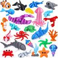 ywevyezc 25 Pcs 3D Printed Ocean Animals Set, Flexible Articulated Mini Sea Animal Figurines Fidget Toy Desk Pets, Ideal for Party Favors Birthday Gifts Office Desktop Home Decor - style: 25Pcs-3D Ocean Animals