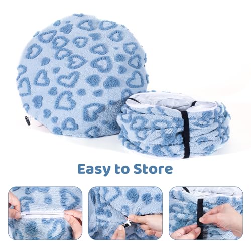 Cat Tunnel Bed, Cute Cat Tunnel Toy with Washable Cushion, Fits Indoor Cats up to 25 lbs, Cute Peekaboo Cave Pet Bed for Kittens, Rabbits, Blue Heart - color: Blue Heart