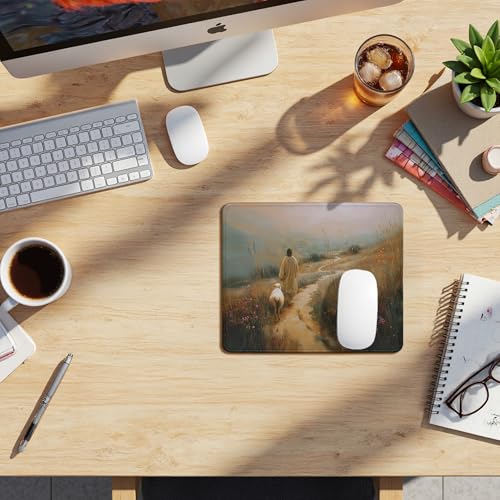 Christian Jesus with Lamb Mouse Pad, Christian Jesus Gifts Mouse Pads Mousepad for Office Desk Computers Laptop, Religious Faith Office Supplies Desk Accessories, 9.5x7.9 Inch - color: 15Child