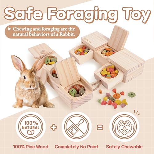 SoulThink® Interactive Wooden Pet Rabbit Toys - Sniff n' Snack Bunny Chew Toys for Rabbit Treats, Suited as Guinea Pig, Hamster for Boredom, Bunny Toys for Rabbits Keep Busy (2 Sets) - style: Sniff n' Snack - Beginner
