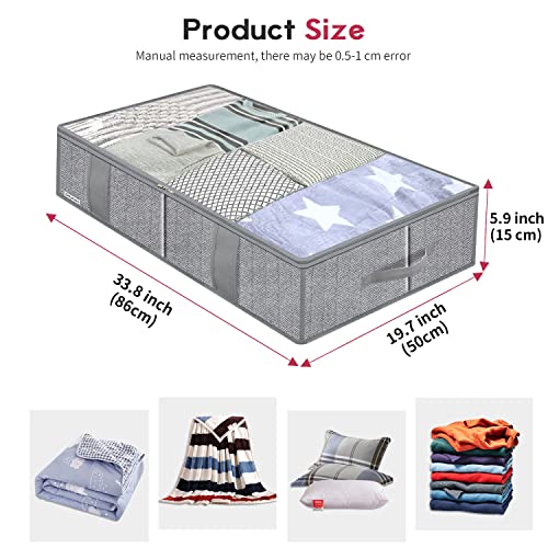 Onlyeasy Breathable Under Bed Storage Bags with 4 Reinforced Handles and Sturdy Side Wall, 2 Pack Eco-friendly Underbed Clothing Blankets Organizer with 2 Strong Zippers, Herringbone Grey, MXRUBBSS2P - color: Upgraded Firm Side Wall - Herringbone Grey