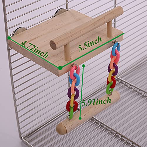 Parrot Climbing Ladder, Bird Wooden Playground with Climbing Ladder Stand, Parrot Play Stand, Bird Swing for Green Cheeks, Small Lovebirds, Goldens, Hamsters, Bird Cage Chew Toy Set (Multi-Colored)