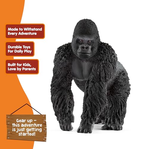 Schleich Wild Life Realistic Male Gorilla Animal Figurine - Authentic Detailed Wild Male Gorilla Toy for Boys and Girls Education Imagination and Play, Highly Durable Gift for Kids Ages 3+