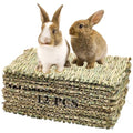 kathson 12 PCS Large Grass Mat for Rabbit, Natural Bunny Woven Hay Mat Straw Small Animal Bedding Nest for Guinea Pigs Hamster Chinchillas Puppy Biddy Sleeping Chewing Scratching