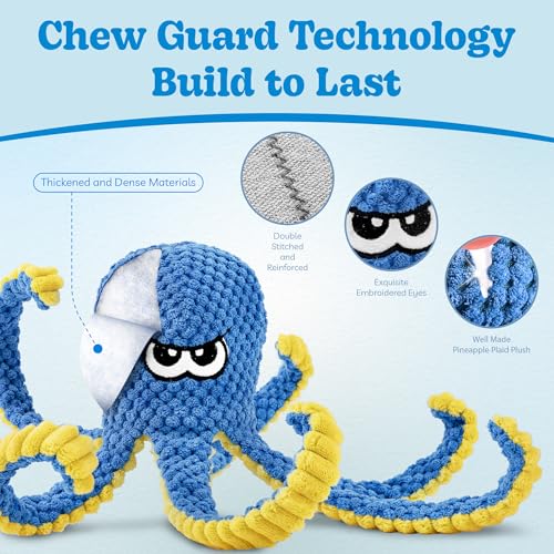 Interactive Dog Toys, 4 Pack Octopus Squeaky Hide And Seek Large Dog Toys | Tough Plush Chew Toy to Keep Them Busy, Tug of War Doggie Toy for Small,Medium and Large Breeds, Puppy Toys Puzzle - color: 4 Pack Octopus