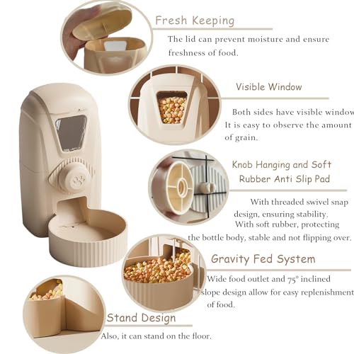 Hanging Cage Automatic Pet Food Water Dispenser 34oz, Large Capacity Feeder Gravity Refill Food and Siphon Suction Water Set for Dog Cat Rabbit Chinchilla and Ferret (Food Dispenser) - color: Food Dispenser