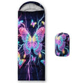 QOOMO Camping Sleeping Bags,3 Season Warm & Cool Weather,Lightweight,Waterproof Sleeping Bags for Adults & Kids,Traveling,and Outdoors,Camping Gear Equipment - color: neon butterfly