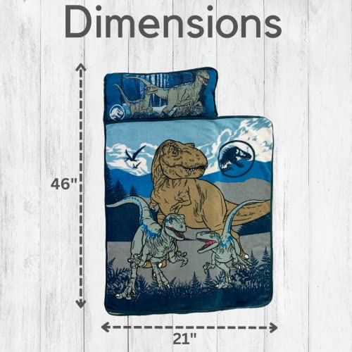 Jurassic World 24"(W) X 45"(L) Soft Toddler Nap Mat with Pillow and Blanket Perfect for Preschool, Daycare, and Travel (100% Official Licensed Product) - color: Jurassic World