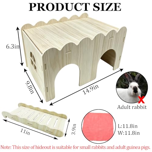 Bunny Hideout Castle Wooden Guinea Pig House Small Rabbit Hideaway with Ladder for Chinchilla Hedgehog Rat