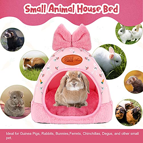 YUEPET Bunny Hideout House, Rabbit Bed, Cute Bowknot Guinea Pig Bed, Carrot | Cozy Warm Bunny Hideway, Removable Cushion, Machine-Washable, Wide Entry, Small Pets Hideout