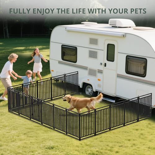 Thickened Outdoor Dog Fence, 32" H, 24 Panels for Yard & Camping | Easy Setup, Flexible Layouts, Thickened Panels, Heavy-Duty, for Medium & Large Dogs and Farm Use, Patented - size: 32" height, style: 24 Panels