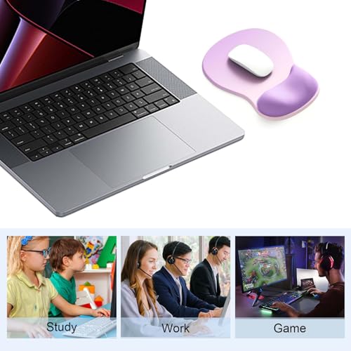 Ergonomic Mouse Pad with Gel Wrist Support, Comfortable Wrist Rest Mousepad with Non-Slip PU Base for Pain Relief, Desk, Home & Office(Amethyst Shade) - color: Amethyst Shade