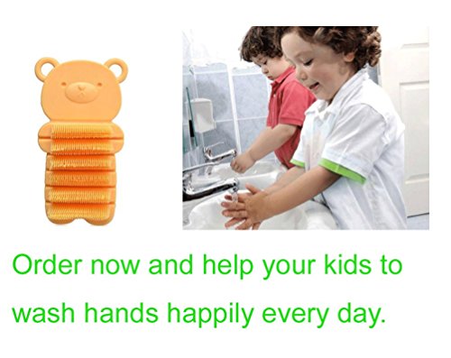 Baby Nail Brush, Kids Nail Scrubber Brush, Toddler Scrub, Yellow | Finger Nails Scrub Brush for Cleaning Fingernails Dirt Cleaner, Soft Bristle, For Baby Children, Cute Animal Bear Style - color: Yellow