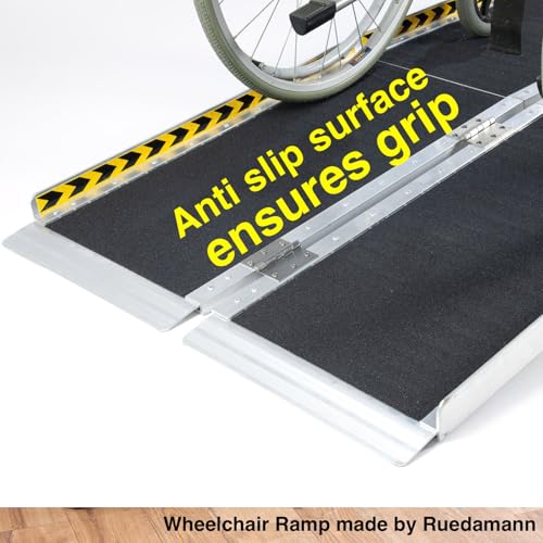 Ruedamann 6FT Portable Wheel Chair Ramp for Home Entrance | Non-Slip Aluminum Folding Handicap Ramps for Wheelchairs, Strollers, Scooters, Stairs, Steps, Curbs, Doorways - size: 6FT Black(Using Height 6-18'')