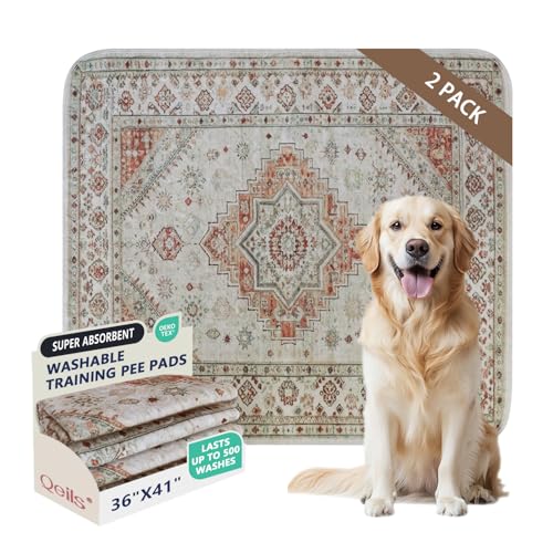 Washable Pee Pads, Super Absorbent Puppy Pads, 2 Pack 36"x41" | Reusable Dog Training Pads, Leakproof With Waterproof Non-Slip Backing For Crates, Floors, Indoor Potty & Furniture - color: Beige Medallion, size: 36"*41"(Pack of 2)