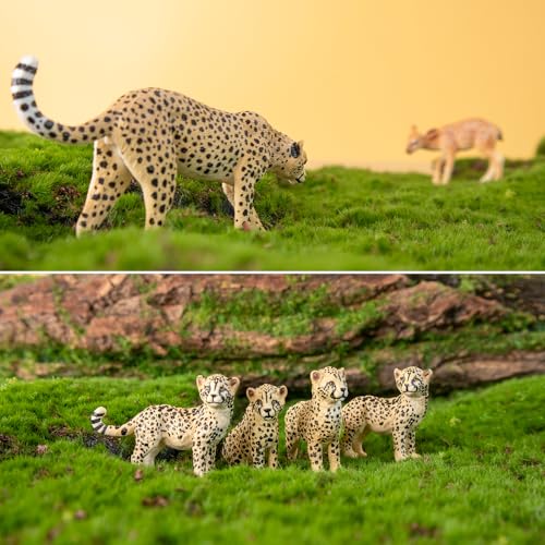 Toymany 8PCS Realistic Cheetah Figurines Toy, Cake Topper & Gift for Kids | Plastic Jungle Zoo Animals Figures with Cubs, Educational Toy, Christmas Birthday Gift for Children - style: Cheetahs