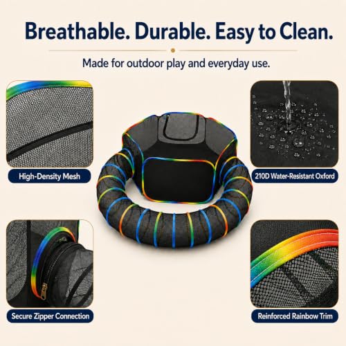 Portable Cat Enclosure - 2-in-1 Outdoor Catio with Tent & Tunnel, Foldable Playpen for Indoor Cats, Includes Storage Bag for Cats & Small Animals Rainbow Color - size: Tent + Circle Tunnel