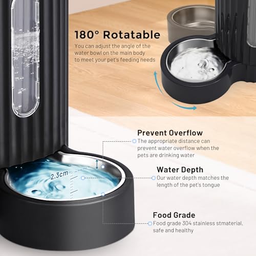 ZOMISIA Gravity Cat Food and Water Dispenser, 2 in 1 Automatic Cat Feeder
