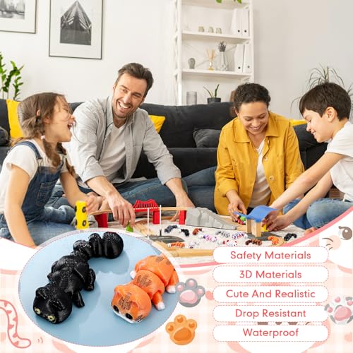 Honoson 12 Pcs 3D Printed Animals 5-7cm, Cute Cat | Articulated Fidget Animals, Flexible 3D Printed Figures for Stress Relief, Cute Mini Joints for Party Favors and Display - size: 5-7cm, style: Cute Cat
