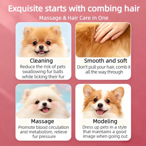 Pet Grooming Glove & Brush 2-in-1 - Gentle Deshedding, Detangling, and Massage for Cats/Dogs, Reduce Shedding & Hairballs, Wet/Dry Use，Ergonomic Massage Deshedding Tool