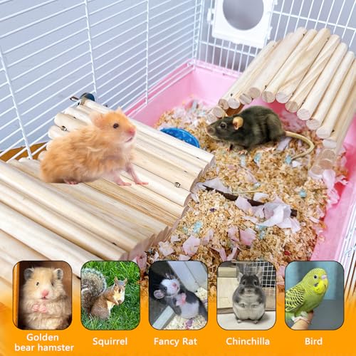2Pcs Chinchilla Wood Ledge Hamster Wooden Flexible Platform Perch Climbing Toys Cage Accessories for Rat Mouse Sugar Glider Small Animal - size: 9.8×5.9''