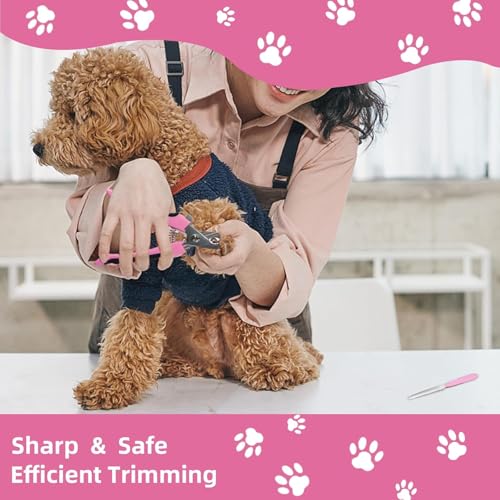Dog Brush for Shedding,9 PCS in One Pet Slicker Hair Brush Kit with Pet Nail Clipper and File - Dog Cat Grooming Deshedding Undercoat Rake Brush Comb for All Small Large Dogs Cats Pink - color: 9-Pink