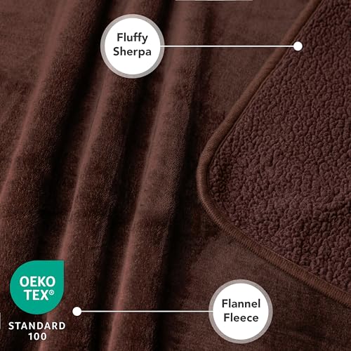 PETAMI Sherpa Fleece Waterproof CAT and Dog Blanket, Brown, Small
