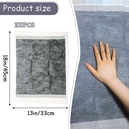 Tfwadmx Rabbit Pee Pads 18" x 24" 100 Pcs Guinea Pig Super Absorbent Cage Liners Bunny Disposable Black Carbon Diapers Small Animal Training Accessories with Quick-Dry Surface - size: 100 Pcs-17.72" x 12.99" (Gray)