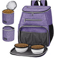 BAGLHER丨Dog Travel Bag Backpack, Airline Approved Pet Supplies Backpack, Dog Travel Bag with 2 Silicone Collapsible Bowls and 2 Food Baskets Purple - color: Purple
