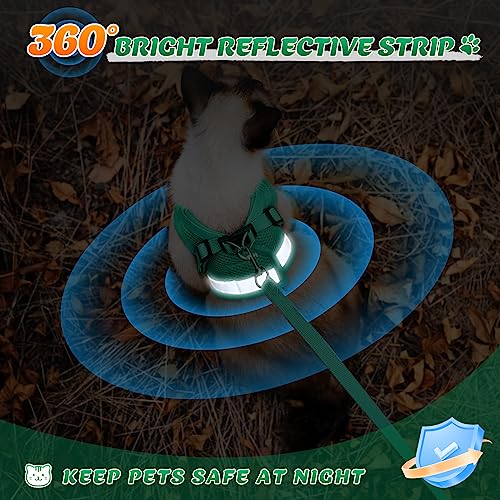 Supet Cat Harness and Leash Set - Soft Mesh Adjustable Cat Vest Harness with Reflective Strap for Walking Cat and Puppy Rabbit - color: Turquoise, size: S (Chest: 9.5" - 13.0")
