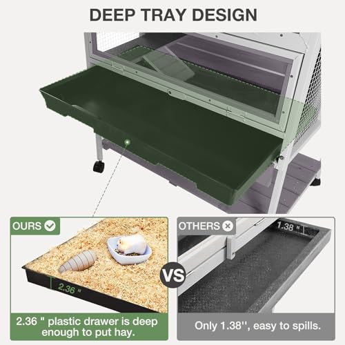 Guinea Pig Cage, Moveable Metal Frame Hamster Cage Anti-Chewing with Aluminium Alloy Edge, Hideouts, Ramps, Seesaws Chewing Toy, Deeper Pull-Out Leakproof Tray for Indoor Outdoor（White） - color: White