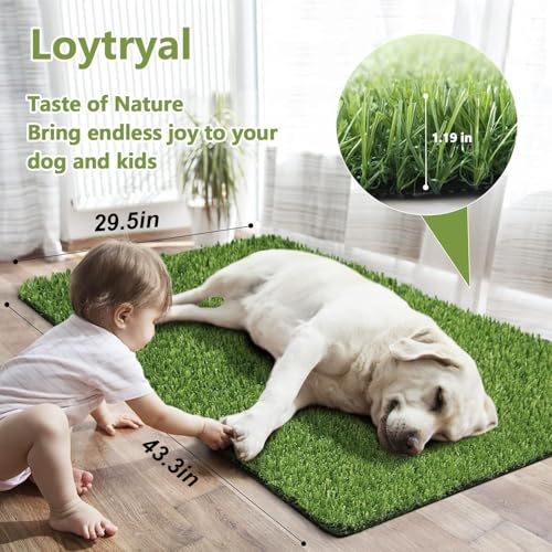 43.3 x 29.5 Inches Fake Grass Pee for Dogs Artificial Grass Rug Turf for Puppy Potty Training Washable Grass Mat Pee Grass for Dog Potty Tray
