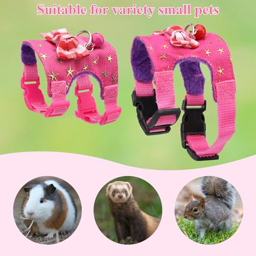 Hypeety Small Animal Harness Vest and Leash Set Soft Mesh Harness Outdoor Leash Traction Rope for Small Pet Hamster Rabbit Guinea Pig Ferret Kitten (M, Pink Star) - color: Pink Star, size: M