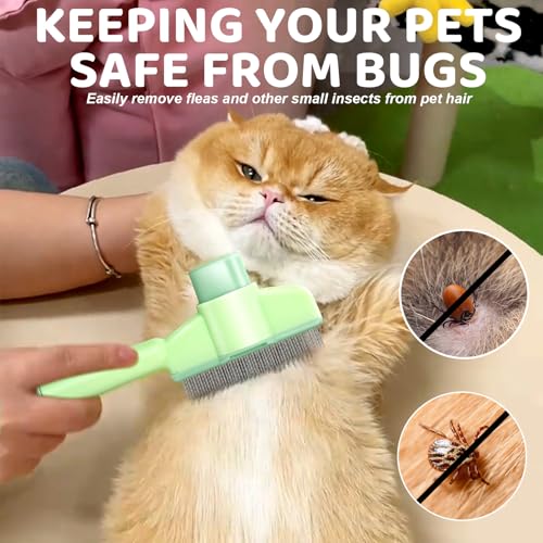 One-click Self Cleaning Cat Comb for Long/Short Haired Cats Dogs | Cat Brush for Shedding,Pet Deshedding Brush,Reduces Shedding,Keeps Coat Healthy,Pet Hair Remover Grooming Supplies