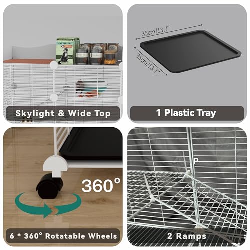 STILLCOVE 3-Tier Guinea Pig Cages Indoor, with Top & Removable Tray | with Platforms and Ramps, Universal Wheels, C&C Small Animal Playpen for Rabbit, Bunny, Hamster, Pet Rat, Chinchilla - size: M - 29.53" x 15.75" x 25.59"
