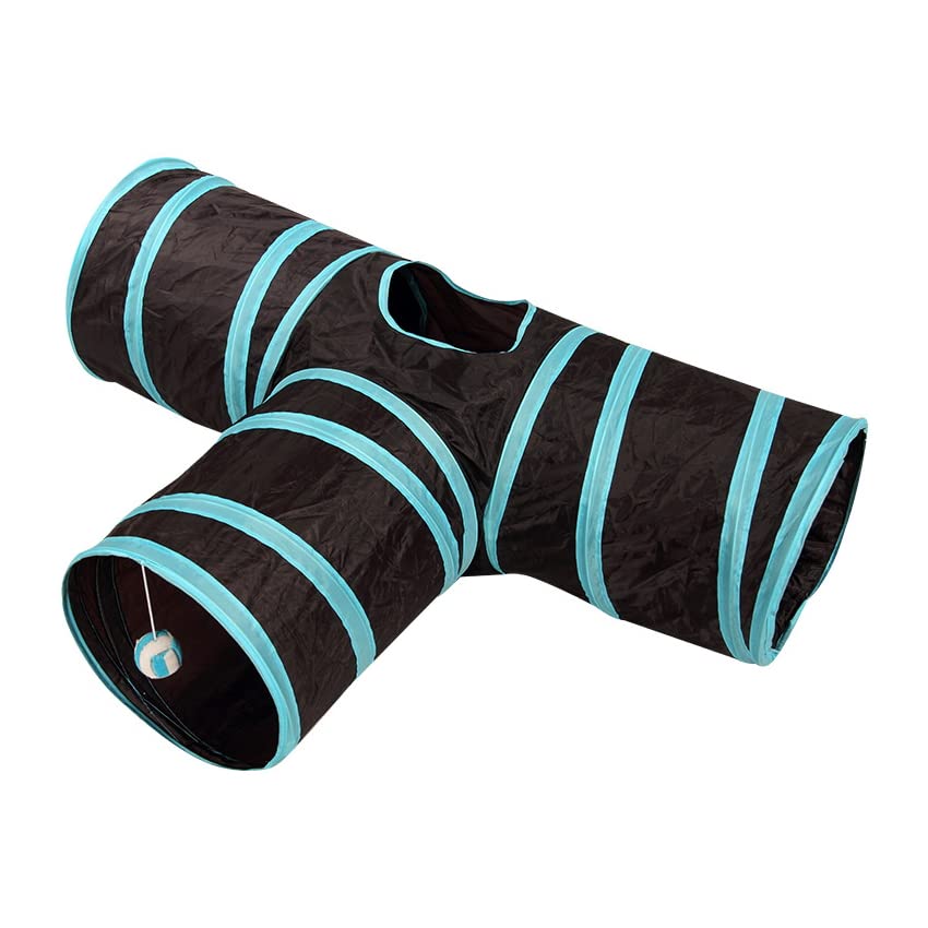 Cat Tunnels, Pet Ferret Rabbit Bunny Tunnels Tubes Subway Habitats, T-Style, DIY Cat Peekaboo Maze House Tent Bed, Kitten Interactive Toy (T Type 3 Way (Straight)) - size: T Type 3 Way (Straight)
