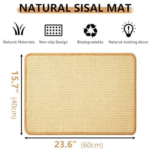 1PCS Rabbit Scratch Mat Natural Bunny Scratching Pad Claws and Teeth Care Rabbit Mats for Cages Rabbit Chew Toys for Bunny Pet Cage Bedding for Biting Sleeping Nesting, 24x16 - size: 24"x16"