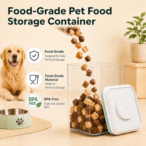 Pet Dog-Cat POP-Treat Airtight jar-Container - 1.3 Qt/1.2 L | Stackable One-Touch Opening | Airtight Dog and Cat Food Storage Container | BPA-Free - size: 1.2L/1.3Qt