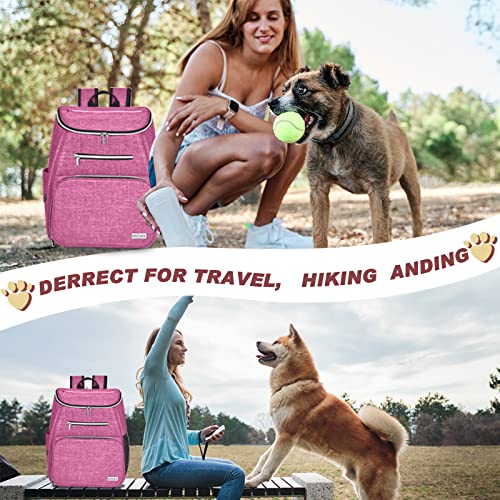 BAGLHER丨Dog Travel Bag Backpack, Airline Approved Pet Supplies Backpack, Dog Travel Bag with 2 Silicone Collapsible Bowls and 2 Food Baskets Pink - color: Pink