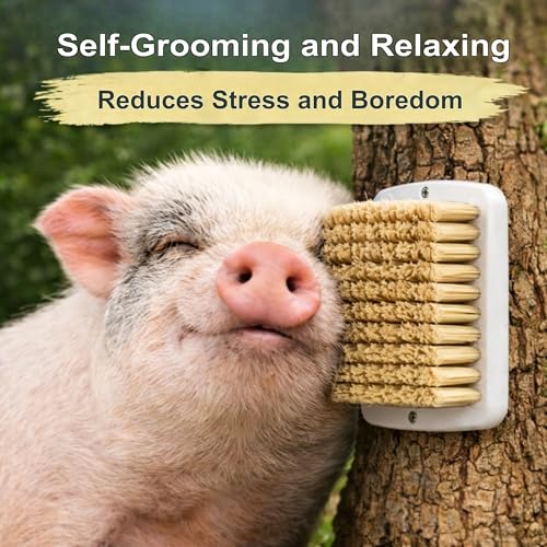 2 Pack Pig Scratch Brush for Mini Pigs, Self-Grooming Brush for Fence or Tree, Pig Enrichment Scratch Post, Outdoor Pet Grooming Tool