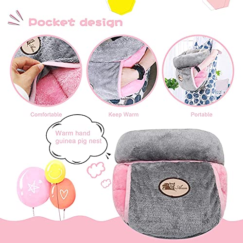 YUEPET Guinea Pig Bed Cuddle Cave Warm Fleece Cozy House Bedding Sleeping Cushion Cage Nest for Small Animal Squirrel Chinchilla Hedgehog Rabbit Cage Accessories Grey