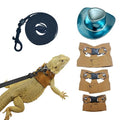 Reptile Pets Leash Harness Set with Jackets and a Party Theme Hat for Bearded Dragon Lizard, Leopard Gecko and Other Small Animal Pets, Outdoor Play, Blue - color: Laser Blue