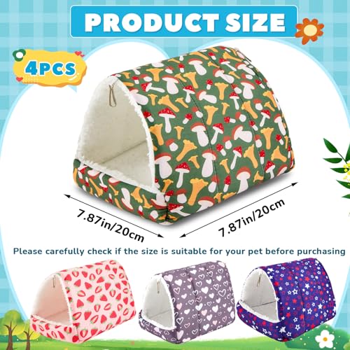 Cinnvoice 4 Pcs Guinea Pig Hideout, Guinea Pig Bed Tunnel, Rabbit Washable Small House Cage Accessories for Bunny Hedgehog Mouse Chinchillas Hamsters Ferrets Bearded Dragons Rats (Classic,7.9 in) - size: 7.9 in, style: Classic
