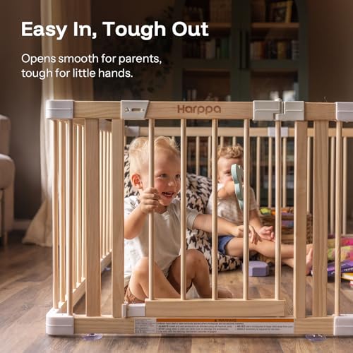 HARPPA Grovi Playpen, GREENGUARD Gold Certified – 57 x 57 inch | New Zealand Pine Wood - size: 57 x 57 x 24 Inch