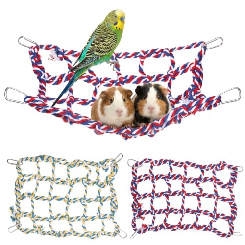 2 Pcs Hanging Rat Rope Net Rat Climbing Bird Rope Toys | Bird Cage Accessories, Colorful Bird Rope Net, Bird Swing Toy, Parrot Climbing Ladder Bridge, for Small Animals