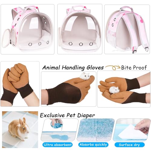 Portable Small Animal Backpack Travel Breathable Pet Carrier Bag Cages for Guinea Pig, Rabbit, Bearded Dragon, Squirrel, Tortoise, Bird, Lizard, Sugar Glider - color: Flower Print