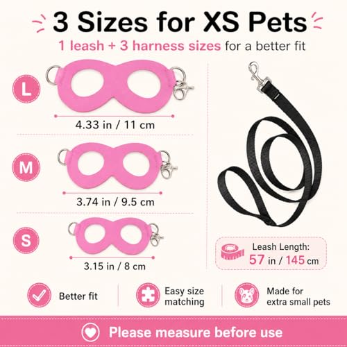 3 Pack Sugar Glider Harness and Leash Set Small Animal Training Walking Vest for Squirrel Hamster Rat Pink - color: Pink
