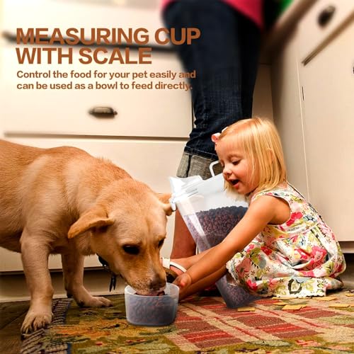 TIOVERY Dog Food Storage Container, 5-7 Lbs Airtight Pet Food Container, Cat food Container Dispenser with Portable Handle, Pouring Spout and Measuring Cup for Dogs Cats 2Pack White/6Qt - color: White 6Qt + 3Qt